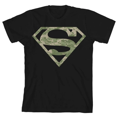 DC COMICS Superman Camo Logo Black T-shirt Toddler Boy To Youth Boy - Image 4