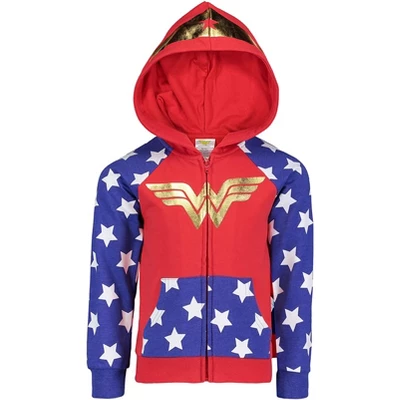 DC Comics Justice League Wonder Woman Girls French Terry Zip Up Costume Hoodie Little Kid To Big Kid - Image 8