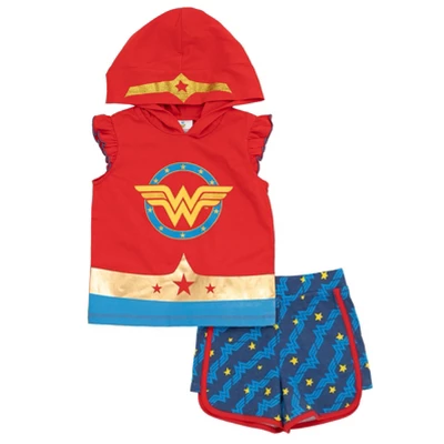 DC Comics Justice League Wonder Woman Girls Tank Top And Dolphin Active French Terry Shorts Little Kid To Big Kid - Image 6