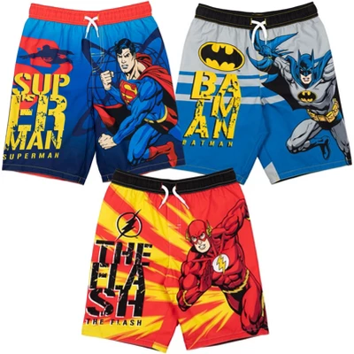 DC Comics Justice League The Flash Superman Batman 3 Pack Swim Trunks Toddler - Image 7