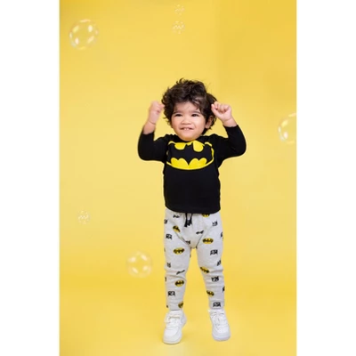 DC Comics Justice League Batman Baby Bodysuit Pullover T-Shirt And Pants 4 Piece Layette Set Newborn To Infant