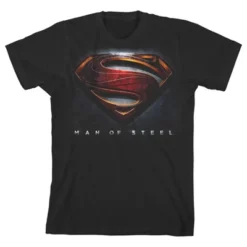 DC COMICS Superman Man Of Steel 3D Logo Charcoal T-shirt Toddler Boy To Youth Boy