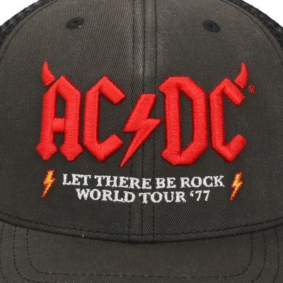 AC/DC ACDC Let There Be Rock World Tour '77 Men's Black Denim Foam Trucker Hat - Image 2