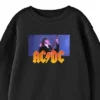 AC/DC ACDC Logo And Angus Young Youth Black Crew Neck Sweatshirt