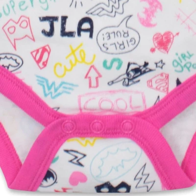 DC Comics Justice League Wonder Woman Batgirl Supergirl 5 Pack Short Sleeve Bodysuits Newborn To Infant - Image 7