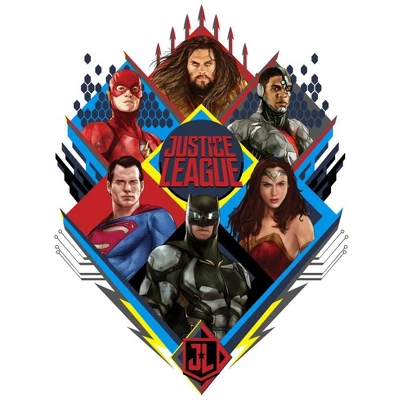 DC COMICS Justice League Movie Character Diamonds Black T-shirt Toddler Boy To Youth Boy