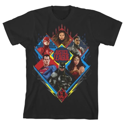 DC COMICS Justice League Movie Character Diamonds Black T-shirt Toddler Boy To Youth Boy - Image 6