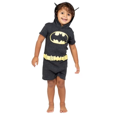 DC Comics Justice League Batman Costume Short Sleeve Romper Black