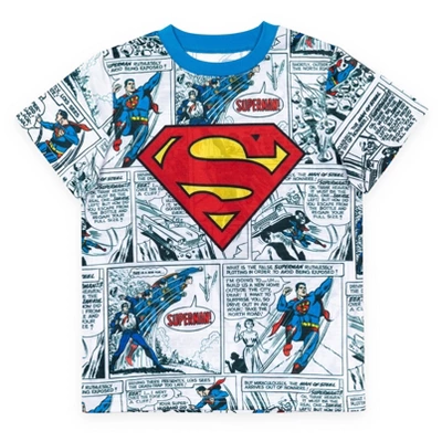 DC Comics Justice League Superman Cosplay Pajama Shirts And Shorts Blue/Red/White - Image 2