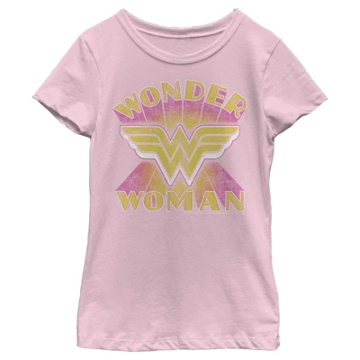DC COMICS Girl's Wonder Woman Distressed Yellow Logo T-Shirt - Image 3