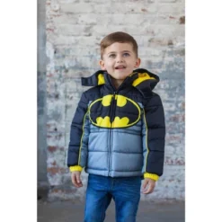 DC Comics Justice League Batman Zip Up Winter Coat Puffer Jacket Toddler