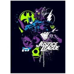 DC COMICS Justice League Splatter Art Black T-shirt Toddler Boy To Youth Boy