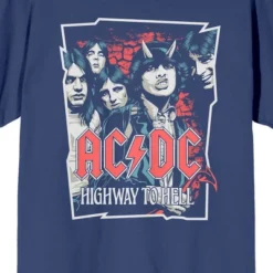 AC/DC ACDC Highway To Hell Crew Neck Short Sleeve Navy Women's T-shirt