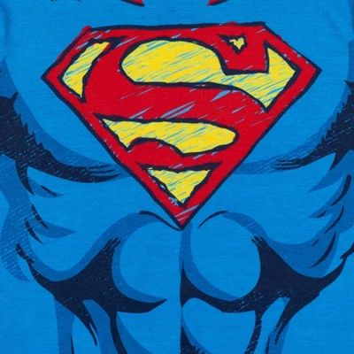 DC Comics Justice League Superman Cosplay Pajama Shirts And Shorts Blue/Red/White - Image 4