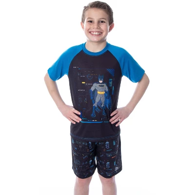 DC Comics Boys' Batman Spec Readout Short Sleeve Shirt And Shorts Pajama Set Bat Specs - Image 5