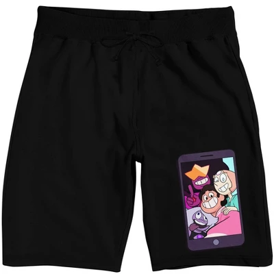 DC COMICS Steven Universe Characters On Phone Men's Black Graphic Sleep Pajama Shorts - Image 8