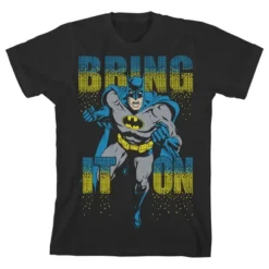 DC COMICS Batman Bring It On Boys' Black Short Sleeve T-shirt Toddler Boy To Youth Boy