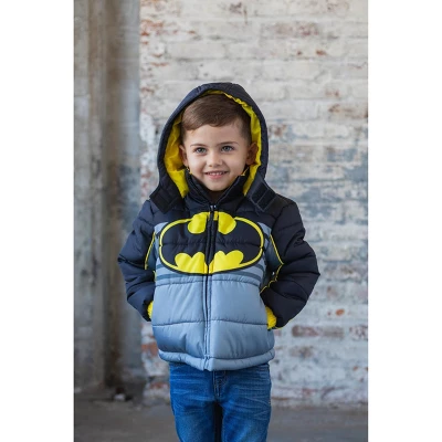 DC Comics Justice League Batman Zip Up Puffer Jacket Little Kid To Big Kid - Image 6