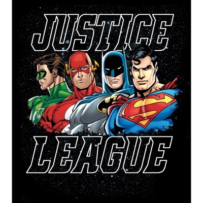 DC COMICS The Justice League Four Superheroes Black Graphic Tee Toddler Boy To Youth Boy
