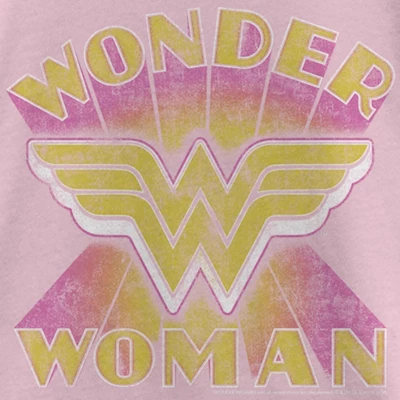 DC COMICS Girl's Wonder Woman Distressed Yellow Logo T-Shirt