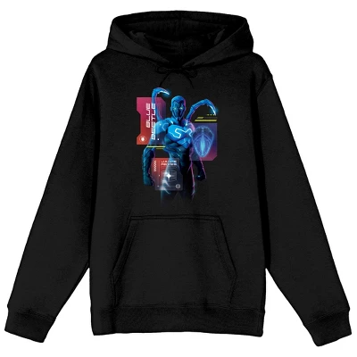 DC COMICS Blue Beetle Superhero Hologram Long Sleeve Black Adult Hooded Sweatshirt - Image 3