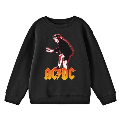 AC/DC Angus Young Playing Guitar Youth Black Graphic Youth Crew Neck Long Sleeve Tee - Image 2