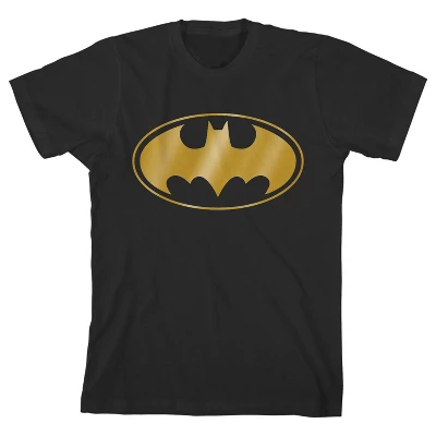 DC COMICS Batman Gold Bat Signal Black Graphic Tee Toddler Boy To Youth Boy - Image 4