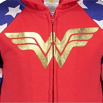 DC Comics Justice League Wonder Woman Girls French Terry Zip Up Costume Hoodie Little Kid To Big Kid