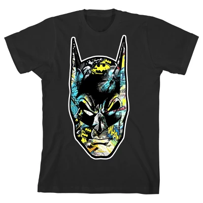 DC COMICS Batman Mask Graphics Black T-shirt Toddler Boy To Youth Boy - Image 5