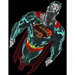 DC COMICS Superman Geometric Art Flying Superman Black T-shirt Toddler Boy To Youth Boy