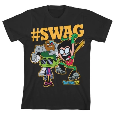 DC COMICS Teen Titans Go #Swag Black Graphic Tee Toddler Boy To Youth Boy - Image 2