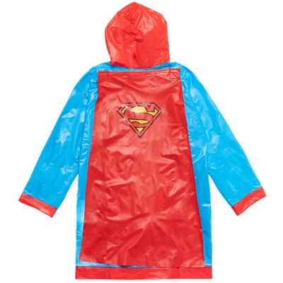 DC Comics Justice League Superman Batman Waterproof Rain Jacket Cape And Umbrella 3 Piece Outfit Set Toddler - Image 4