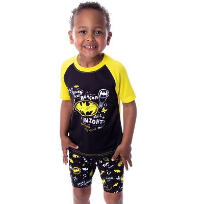 DC Comics Toddler Boys' Batman Pajamas Ready For Action 2 Piece Pajama Set Yellow/Black