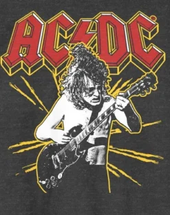 AC/DC ACDC Yellow Spark Crew Neck Short Sleeve Charcoal Women's T-shirt