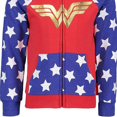 DC Comics Justice League Wonder Woman Girls French Terry Zip Up Costume Hoodie Little Kid To Big Kid - Image 4