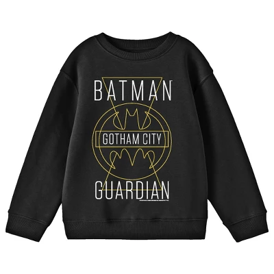 DC COMICS Batman Gotham City Guardian Line Art Youth Black Crew Neck Sweatshirt - Image 2