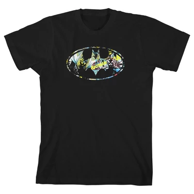 DC COMICS Batman Shiny Silver And Yellow Logo Black T-shirt Toddler Boy To Youth Boy - Image 6