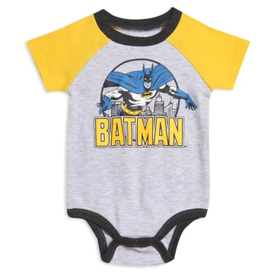 DC Comics Justice League Batman Baby Bodysuit Pullover T-Shirt And Pants 4 Piece Layette Set Newborn To Infant - Image 4