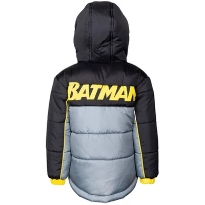 DC Comics Justice League Batman Zip Up Puffer Jacket Little Kid To Big Kid - Image 3