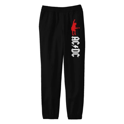AC/DC Angus Young Red Silhouette Youth Black Graphic Sweatpants - Image 4