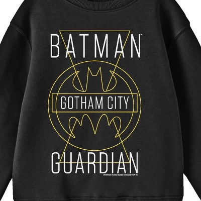 DC COMICS Batman Gotham City Guardian Line Art Youth Black Crew Neck Sweatshirt