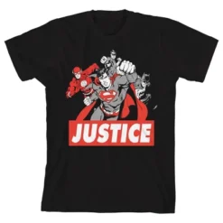 DC Comics Justice League Black & White T-Shirt Toddler Boy To Youth Boy