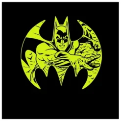 DC COMICS Batman Neon Yellow Logo And Character Black T-shirt Toddler Boy To Youth Boy