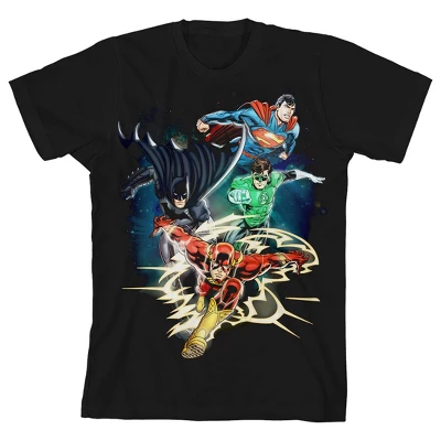 DC COMICS Group Art Justice League Black T-Shirt Toddler Boy To Youth Boy - Image 5