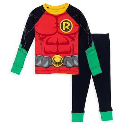 DC Comics Justice League Robin Cosplay Pajama Shirt And Pants Sleep Set Little Kid To Big Kid - Image 12