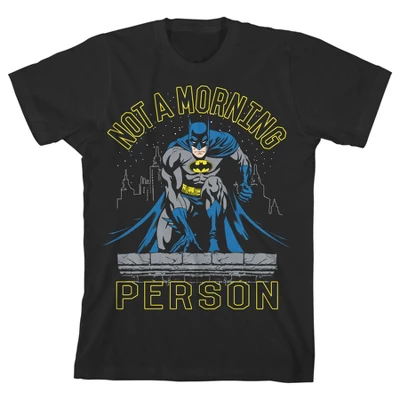 DC COMICS Batman Not A Morning Person Black T-shirt Toddler Boy To Youth Boy - Image 7