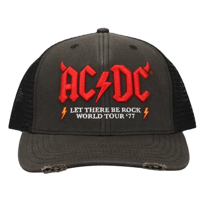 AC/DC ACDC Let There Be Rock World Tour '77 Men's Black Denim Foam Trucker Hat