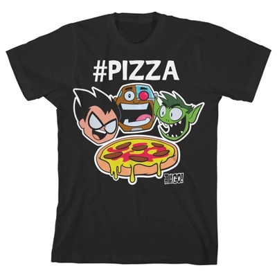 DC COMICS Teen Titans Go Hashtag Pizza Black Graphic Tee Toddler Boy To Youth Boy - Image 6
