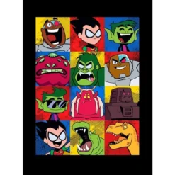 DC COMICS Teen Titans Go Character Squares Black Graphic Tee Toddler Boy To Youth Boy