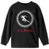 DC COMICS Flash White Running Silhouette Youth Black Long Sleeve Shirt